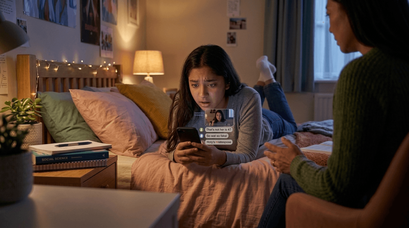 teen shocked with modern Deepfakes