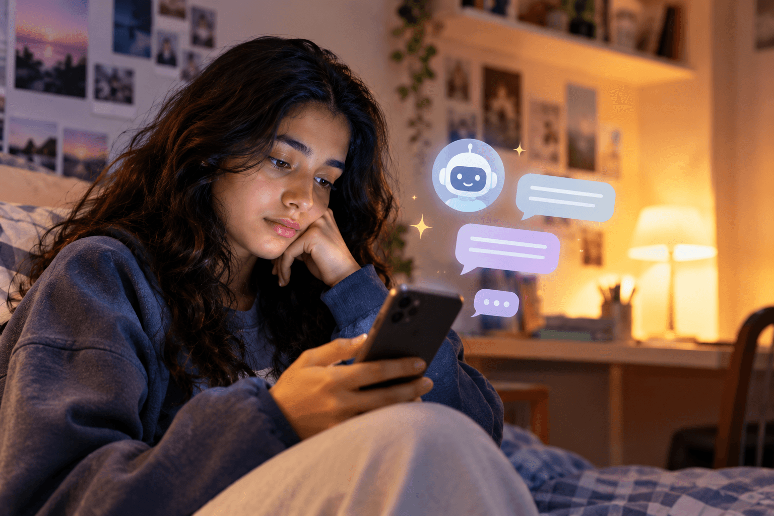 kid scrolling on mobile sad